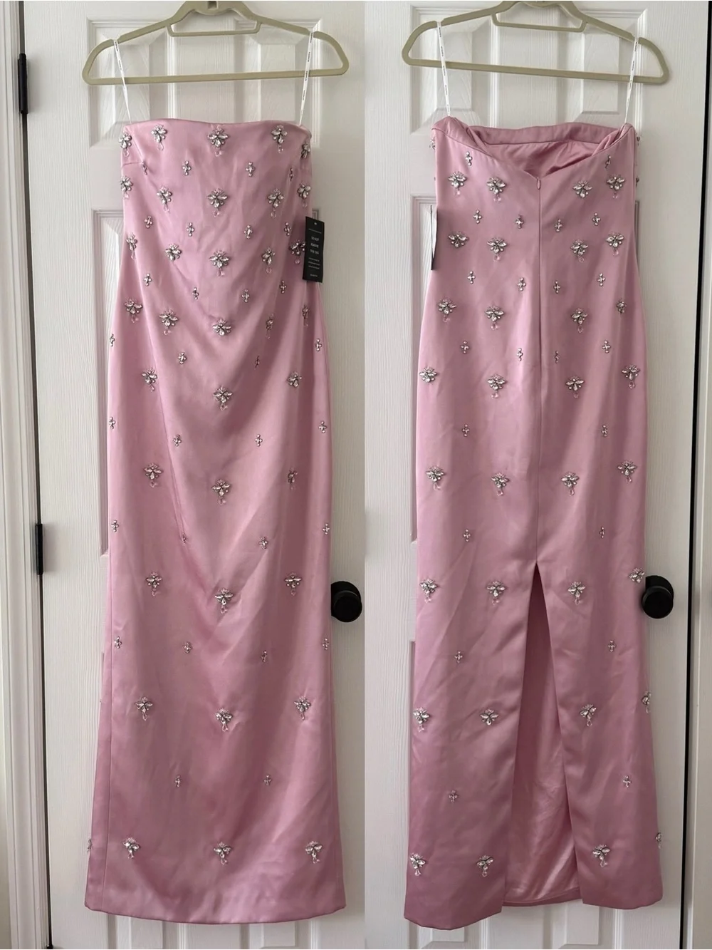 Retrofete Elise Strapless Crystal Embellished Satin Gown Pink NEW with tags - Picture 3 of 16